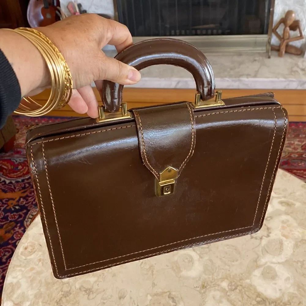 Vintage Renwick Cowhide Unique Mini Briefcase Bg - Picture 2 of 10
